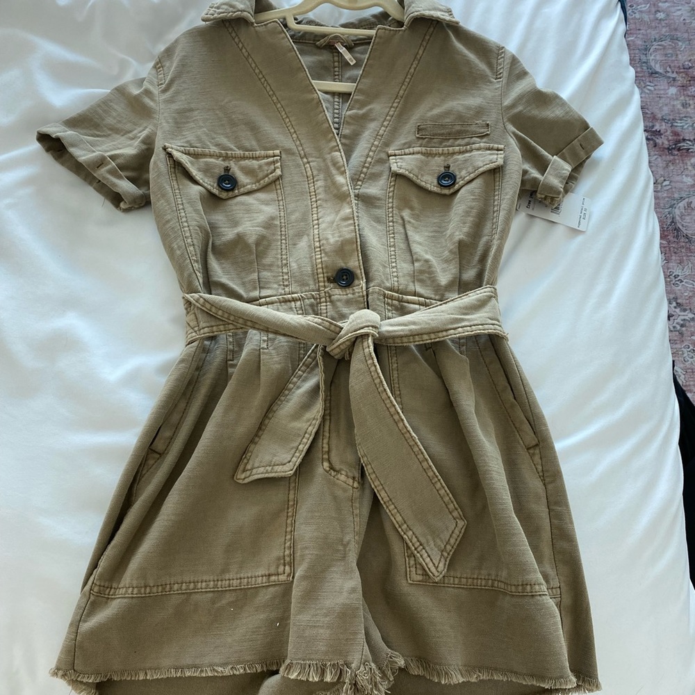 Free People Moss / Green Denim Romper